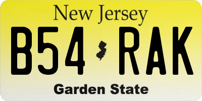 NJ license plate B54RAK