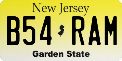 NJ license plate B54RAM
