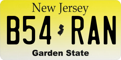 NJ license plate B54RAN