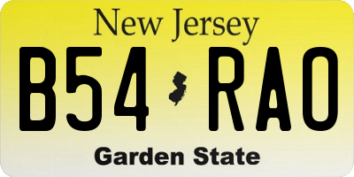 NJ license plate B54RAO