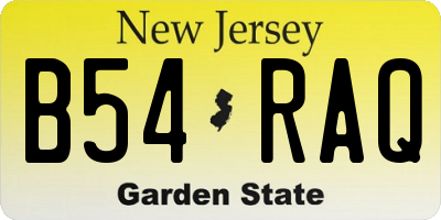 NJ license plate B54RAQ
