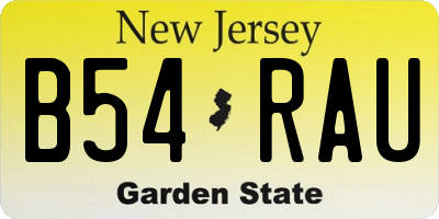 NJ license plate B54RAU