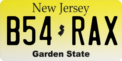 NJ license plate B54RAX