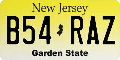 NJ license plate B54RAZ