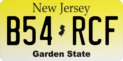 NJ license plate B54RCF