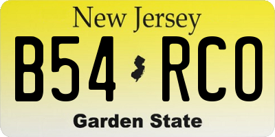 NJ license plate B54RCO