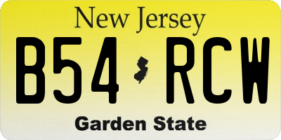 NJ license plate B54RCW