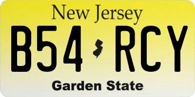 NJ license plate B54RCY