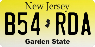 NJ license plate B54RDA
