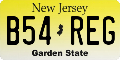 NJ license plate B54REG