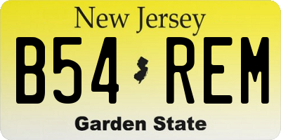 NJ license plate B54REM