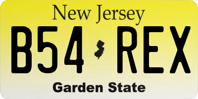 NJ license plate B54REX