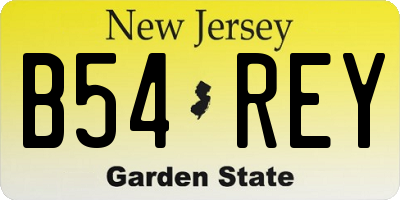 NJ license plate B54REY
