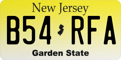 NJ license plate B54RFA