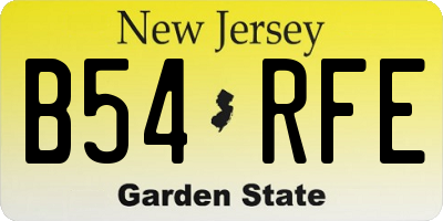 NJ license plate B54RFE