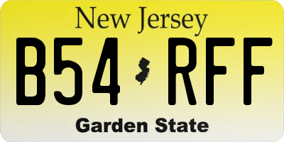 NJ license plate B54RFF