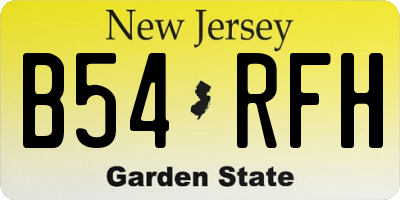 NJ license plate B54RFH