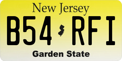 NJ license plate B54RFI
