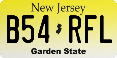 NJ license plate B54RFL