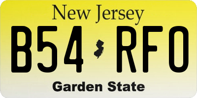 NJ license plate B54RFO