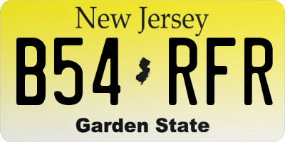 NJ license plate B54RFR