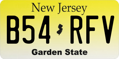 NJ license plate B54RFV