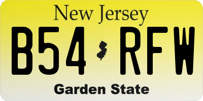 NJ license plate B54RFW