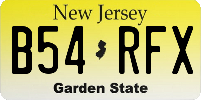 NJ license plate B54RFX