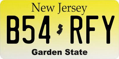 NJ license plate B54RFY