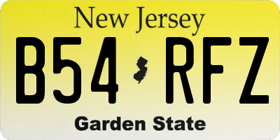 NJ license plate B54RFZ