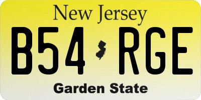NJ license plate B54RGE