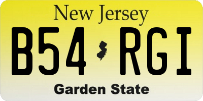 NJ license plate B54RGI