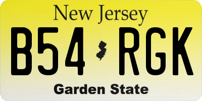 NJ license plate B54RGK