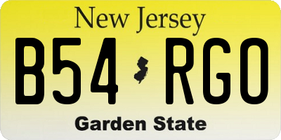 NJ license plate B54RGO
