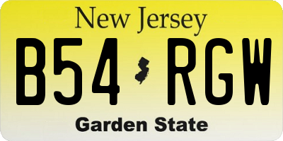 NJ license plate B54RGW