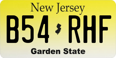 NJ license plate B54RHF