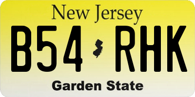 NJ license plate B54RHK