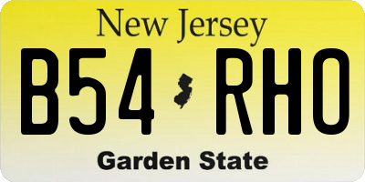 NJ license plate B54RHO