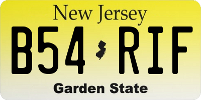 NJ license plate B54RIF