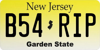 NJ license plate B54RIP