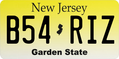 NJ license plate B54RIZ