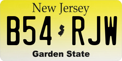 NJ license plate B54RJW