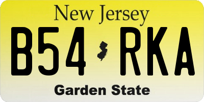 NJ license plate B54RKA