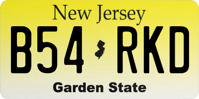 NJ license plate B54RKD