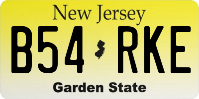 NJ license plate B54RKE