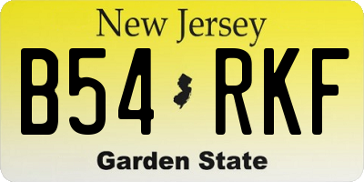 NJ license plate B54RKF