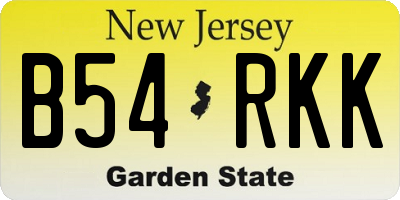 NJ license plate B54RKK