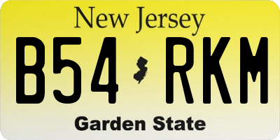 NJ license plate B54RKM