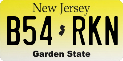 NJ license plate B54RKN