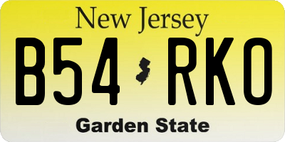 NJ license plate B54RKO